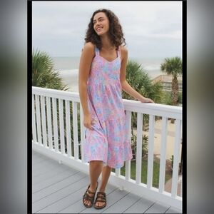 NWT Simply Southern Coral Pink Pineapple Print Button Sundress Size Small